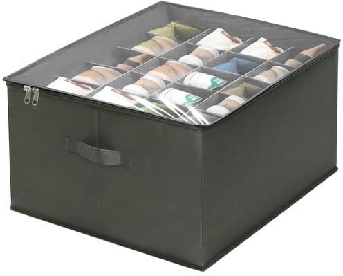 Aqash Shoe Storage Box for Closet - Fits 20 Pairs Shoe Storage Organiser Containers Clear Lid Foldable Shoe Storage Bins Space Saving Shoes Holder with Handles