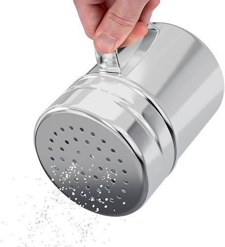 CUSINIUM 10oz Stainless Steel Salt Pepper Dredge Shaker - With Plastic Cap - With Handle