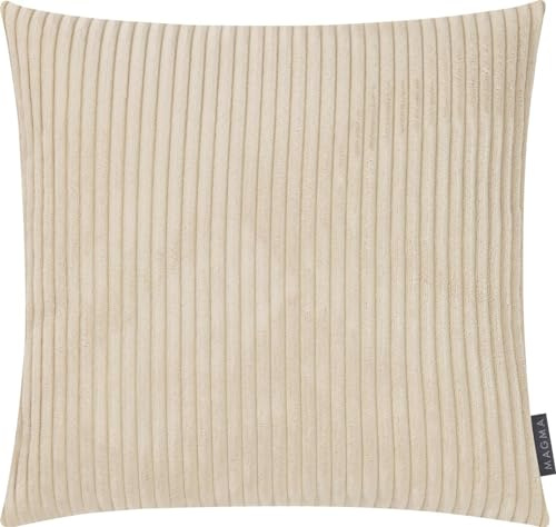 MAGMA Shara Kissenbezug 45x45 cm - beige,- samtig weich kuschelig Cord Look, rechteckiger Kissenbezug, für Wohnzimmer, Schlafzimmer, Büro und Gästezimmer Waschbar