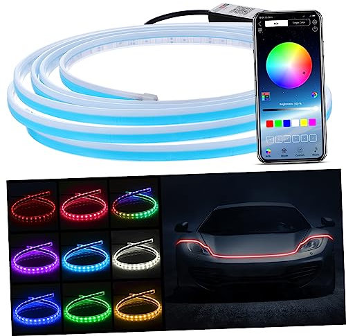GLEAVI Hood Light Strip Rgb App Control Led Light Strip for Car Headlight Exterior Car for Engine Cover