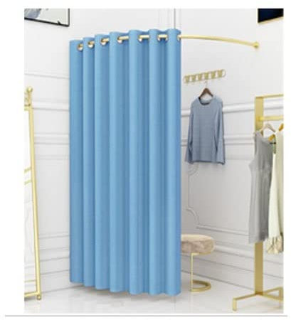 Umkleidekabine für Bekleidungsgeschäfte, Sichtschutz, Zeltwand, Einkaufszentrum, Umkleidekabine mit C-förmiger Gardinenstange für Badezimmer, Büro, anpassbar (Farbe: Blau, Größe: 100 x 100 x 200 cm)