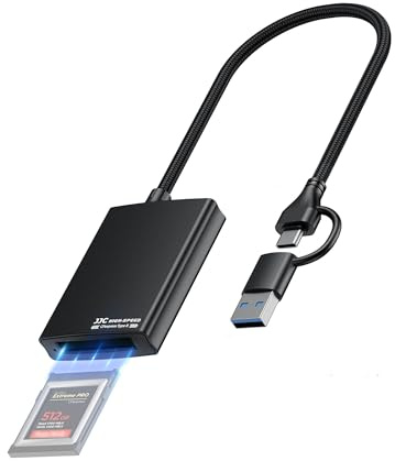 JJC CFexpress Typ B Kartenleser USB 3.2 Gen2 10Gbps, USB C USB A 2-in-1 Externer Kartenleser Schreiber, Tragbarer Aluminium Typ B CFexpress Speicherkarten Adapter für i-Phone 15 Android MacOS Windows