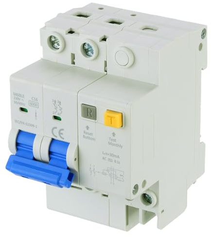 QUARKZMAN Interruptor Automático en Miniatura 2 Polos AC 230V 16A Montaje en Riel DIN Interruptor de Desconexión AC Protección de Interruptor de Circuito de Disparo, Sobrecargas