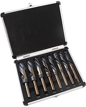 Set di 8 punte elicoidali per trapano da banco, 14-25,5 mm, per ferro, ottone, metallo, resistenza all'usura