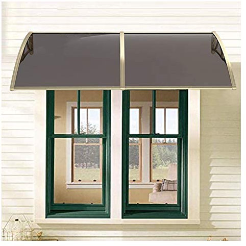Türüberdachung Veranda ShelterSun Schild Regen Schnee Schutz für Terrasse Veranda mit dicken gebogenen Aluminiumklammern, -120 cm x 60 cm