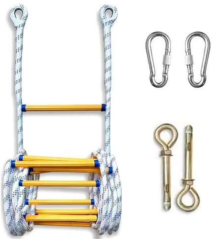 FLNOZAMZ Emergency Fire Escape Ladder,Safety Portable Rope Ladder, with 2 Hooks, Easy To Use and Deploy, For Windows And Balconies (18m/59.05ft)