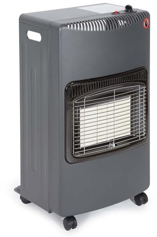 Wiltec mobile Gasheizung 4,2 kW, Gasheizstrahler 42 x 45 x 75,7 cm, Heizstrahler Innenraum mit Kippschutz, ODS und Rollen, Gasheizer kompatibel mit 13 kg Gasflasche