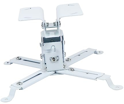 Mikikit Universal Steel Projector Ceiling Wall Mount Bracket, White Wall Hanging Holder, Super Compatible for Home Office Installations