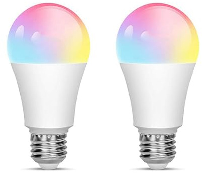 Okeeyseda 2 Pezzi Tuya E27 Bulb, Lampadina WIFI Dimmerabile, Controllata da RGBCW A Risparmio Energetico, Regolazione 'Intensità e del Colore 18W