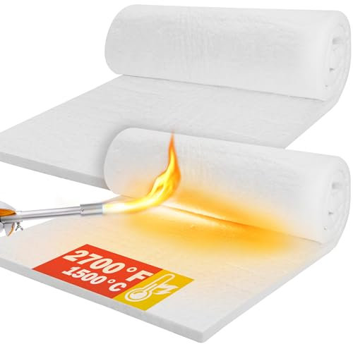 XARILK Manta aislante cerámica 1500 ℃, ignífuga para lavavajillas, hornos, forjas, calderas, hornos pizza, forja (61 x 40 x 2,54 cm/2 piezas)