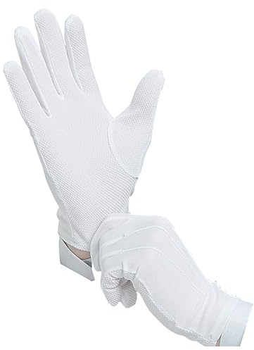 Fazvncv Weiße Handschuhe, rutschfest, kurze Handschuhe für formelle Smoking, Paraden, Guard, Inspektion, Handhandschuhe für Damen und Herren, Uni