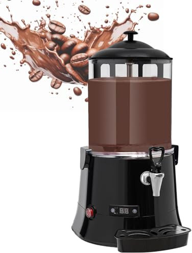 FBJAMZ 10L Commercial Hot Cocoa Machine with LED Light, Chocolate Melting Pot, and Dispenser for Warming Chocolate and Coffee