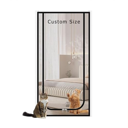 Custom Anti Mosquito Door Curtains Insects Protection Door Mesh, Pet Resistant Mesh Cat Fly Screen for Living Room, Bedroom, Balcony (W*H:90 * 210cm)
