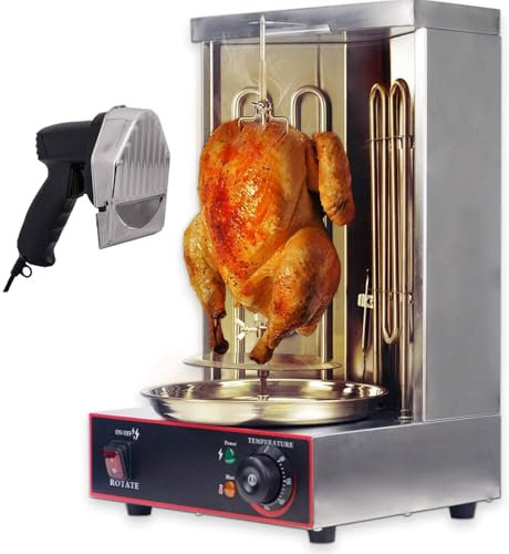 KLYDBMYT Máquina casera para shawarma de Pollo, asador Vertical de Kebab con asador Vertical de propano para Pollo Turco y Cortador eléctrico de Kebab (Barbacoa + Cortador)