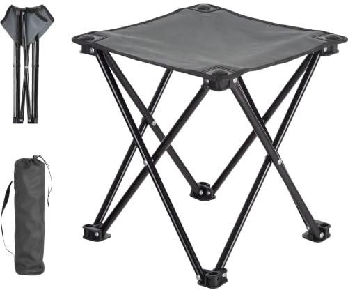 Stagecaptain TP-334 Camping Klapphocker, Belastbar bis 110 kg, Angler | Ultraleichte Sitzgelegenheit für unterwegs, Mit vier Beinen, Wanderer und generell draußen, Sitzhöhe: ca. 33 cm, Farbe: Grau