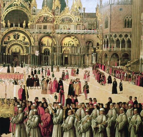 SERENDIPITP Kunstdruck Leinwand Wandkunst Bild Druck Kunst Gemälde Prozession auf dem Markusplatz von Gentile Bellini Leinwand Wandkunst Poster für Wanddekoration 60x90cm