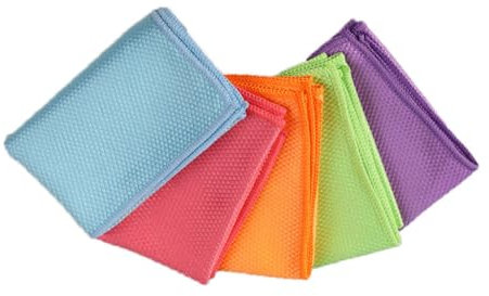 HOODANCOS Paños de Limpieza de Microfibra Superfina, 5 Piezas, para Cocina y Hogar, Absorbentes y Resistentes, Ideales para Platos y Mesas Color Aleatorio
