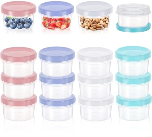 MICHIHOMIE 16Pcs 200ML Small Food Containers with Lids, Stackable Snack Pot | Reusable Food Storage Containers for Yoghurt, Fruit, Dips and Spices, Dishwasher & Microwave & Freezer Safe