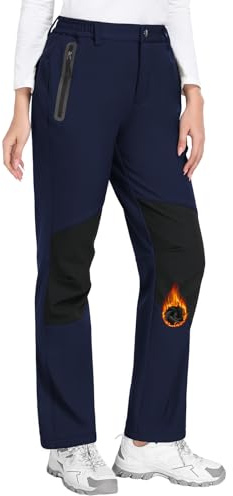 PASUDA Pantaloni Trekking Donna Termici Pantaloni Sci Invernali Impermeabili Felpati Pantaloni Foderati in Pile Softshell Elastico in Vita per Sportivi Neve Montagna Outdoor Lavoro