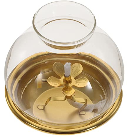 JUMPLAWN Öllampe mit Lampenschirm Buddhistische Kerosinlampe für Altar und Kompakt und Design für Innenräume und Spirituelle Anlässe