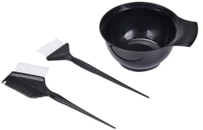 Veemoon 3 pièces Kit de Teinture Cheveux Bol et Pinceau Professionnel Plastique Dur Réutilisable pour Salon et Usage DIY Accessoires Pratiques pour Coloration et Soins Couleur Aléatoire
