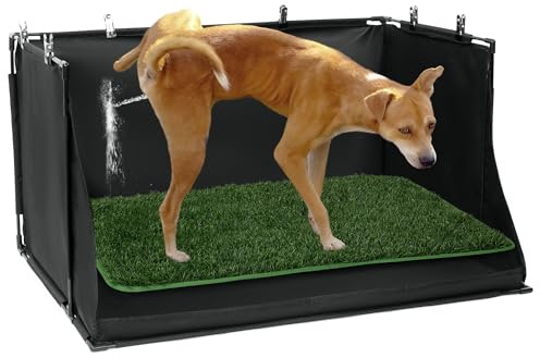 MABOZOO Dog Pee Pad Holder with Artificial Grass, 33.8 * 24 * 17.7 in Foldable Indoor Dog Potty Tray with Hemmed Edge, No Spill Pee Pad Holder Tray Puppy Litter Box for Dogs