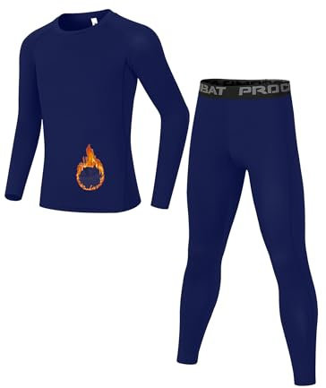 Dtone Set Intimo Termico per Bambini Ragazzi Calcio Skins Atletico Maglia Termica a Maniche Lunghe e Leggings per Sport Sci, 6-7 Years (Size 24)