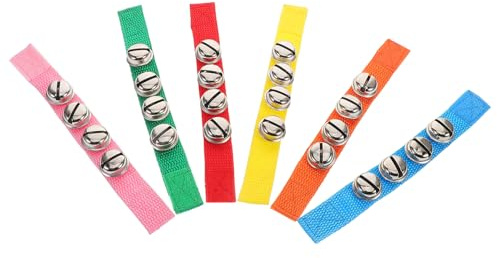 FIXOSHEE Musikalische Handgelenk Schüttelglöckchen für Kleinkinder 6 Stück Bunt Stoffarmband Sensorisches Musikspielzeug für Tanz und Training