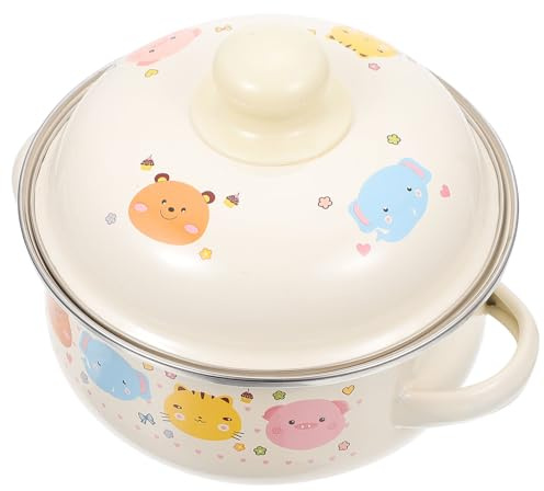 Alipis Emaille Stockpot 8.00In Milchtopf Mit Wärmeisolierten Griffen Gleichmäßige Wärmeverteilung Für Suppe Milch Teig Und Obst Für Küche Und Haushalt