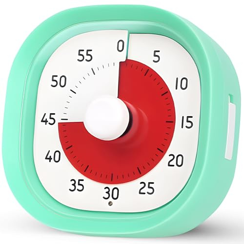 NLMWTI Timer Visivo Bambini timer con Luce, Timer Classe Cucina 60 Minuti Countdown, Timer visivo silenzioso, Clessidra bambini silenzioso