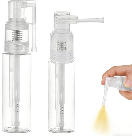 CALLYSONIC 2 pulverizadores de polvo con purpurina, pequeños, 18 ml y 25 ml, de plástico transparente, portátil, botellas de viaje, atomizador con tapa giratoria, para polvo (blanco 1)