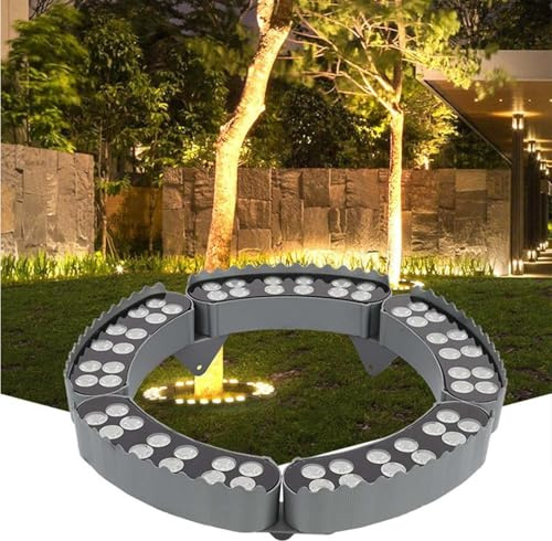 QICBYING LED-ring-träd-kramljus – 24 V/220 V RGB-trädgårdsbelysning utomhus, vattentät IP65 utomhusstrålkastare av formgjuten aluminium, trädgårdsgård landskap (RGB,24 W (220 V))