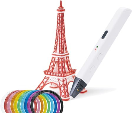 3D-Stift mit 10 farbigen PLA-Filamenten (30 m) – 3D-Druckstift mit präziser Steuerung, Einstellwerkzeug, kreatives Geschenk, UK-Stecker, Typ G
