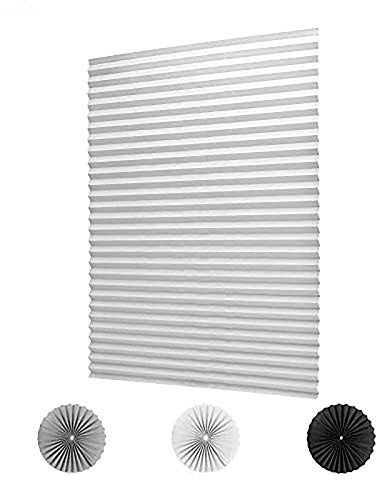 KELIXU 2 Pack Pleated Fabric Blind Light Filtering Shade Instant Stick on Blinds for Window Privacy Protection, Quick Fix and Easy to Install, with 4 Clips (90CMx180CM - 2 PACK, White)
