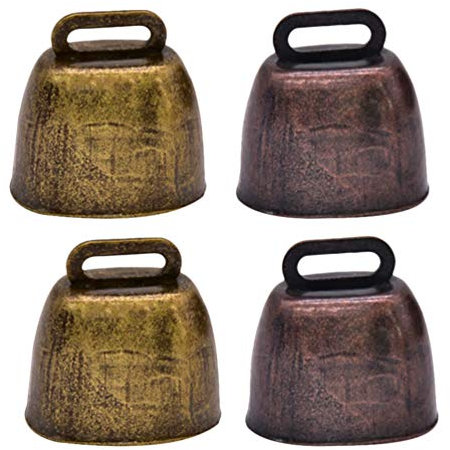 Milisten 4 Stück Kleine Laute Kuhglocken Anti-Diebstahl Weideglocken AnhäNger FüR Schafe, Pferde, KüHe - Eisen, Antik Bronze