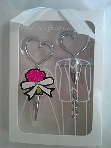 Crysdaralovebi Set di 10 cavatappi a forma di cuore con apribottiglie + tappo per vino, regalo di nozze, per gli ospiti, decorazione per matrimoni (scatola bianca, 10 scatole)