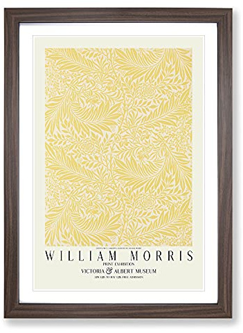 Larkspur with Border by William Morris Framed Print | A2 Walnut Framed Wall Art | Ready to Hang | Modern Nature Picture | Living Room Bedroom Lounge Office