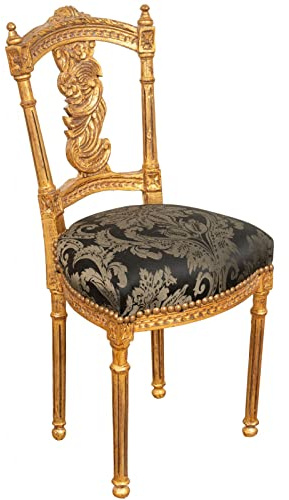 Biscottini Chaises Louis XVI 92x40x46 cm | Chaise style français antique or | Fauteuil de chambre à coucher | Chaises de style baroque