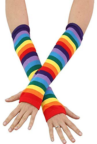 Sonnenschutzhandschuhe 5pairs Fahrrad Sunscreen Sleeve ist geeignet for Mädchen Knitting Ellenbogen Arm-Hülsen-Warm-Streifen-Stitching Fingerhandschuhe mit Daumenloch-Partei-Kleid (Color : 05)