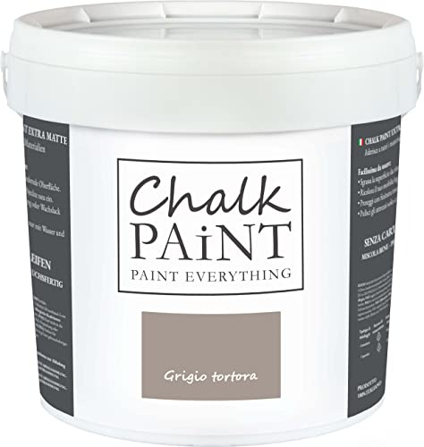 CHALK PAINT Everything Grigio Tortora 5 Litri - SENZA CARTEGGIARE Colora Facilmente Tutti i Materiali