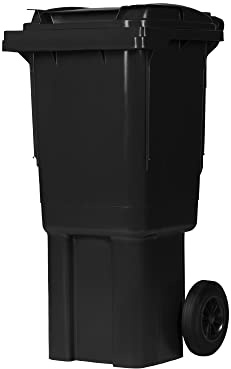 Hardwex Mülltonne mit 2 Rädern und Deckel, Müllgroßbehälter, Abfalltonne, Mülleimer, Volumen: 60 Liter, Farbe: Grau, Größe: 935 x 445 x 522 mm