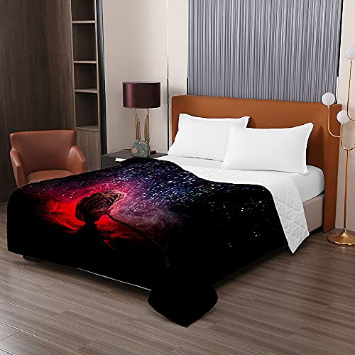 Odot Colcha Bouti de Verano, 3D Flores Estampado Suave Microfibra Multiusos Cubrecama Lavable Acolchada Edredón Manta para Cama de Infantil Individual Matrimonio (100x150cm,Nebulosa)