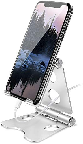 Wurycia Handy Ständer, Handy Halterung für Tisch aus Vollaluminium für 4-11'' Cellphones and Tablets (Silber)
