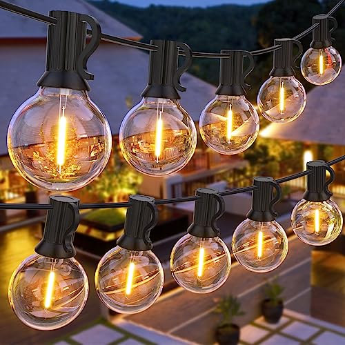 Outdoor Festoon Lights Mains Powered 30M/100FT, Garden Lights Outdoor String Lights with 1W 50+2 Shatterproof G40 Bulbs for Patio, Backyard, Garden, Party, Wedding (Warm White)