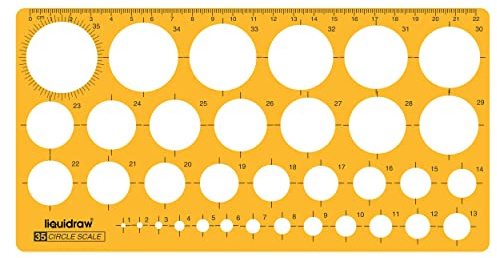 Liquidraw Circle Template Stencil Ellipse Oval Triangle Square Hexagon Geometry Shapes Templates For Drawing Rulers Technical Drafting Stencils Engineering Architecture (35 Circles), Orange