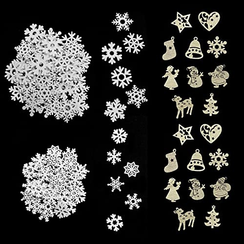 150 Stück Weihnachtsdekoration Schneeflocken, DIY Zubehör, Weihnachtsbaumschmuck, Mini Winterdekoration, handgemachte kreative Materialien, passend für Adventskränze und Fenster
