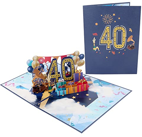 40. Geburtstagskarte, Pop Up Karte Geburtstag, 40. 3D Geburtstag Grußkarte, Karte zum 40 Geburtstag Grußkarte mit Umschlag für Frauen Männer 40 Jahre Romantik Geburtstagskarte