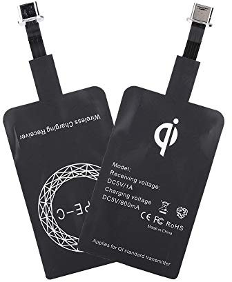 USB C Qi Wireless Charger, Qi Receiver USB C, Type C Wireless Charger Receiver for A51/A20E/A20, Pixel 2 and Other Type C Cell Phone (type-c)