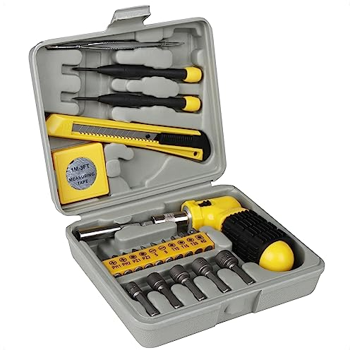 com-four® 24-teiliges Werkzeug-Set für Heimwerker - kleiner Werkzeugkoffer für Unterwegs - Werkzeugkiste für Heimwerker und Hobby-Bastler (24-teilig - Werkzeugset)