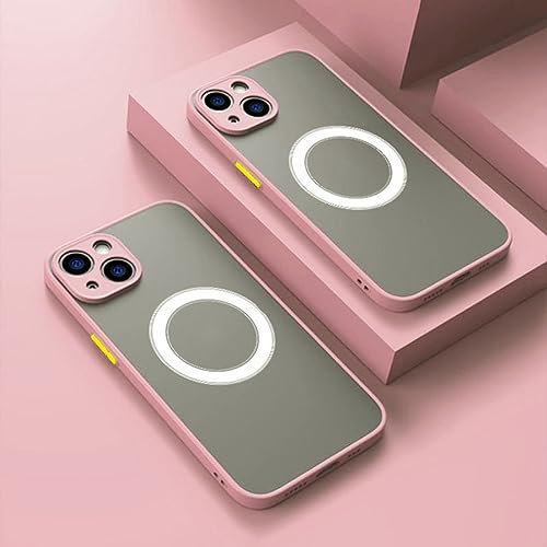 NICRX Custodia per telefono con ricarica wireless magnetica di lusso per iPhone 14 13 12 11 Pro Max Mini 14Plus X XR XS Armor Cover, rosa, per iPhone 12